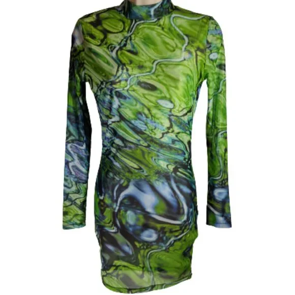 green emerald velvet dress Jaded London Green Marble Print Halter Dress – Dolls Kill main image 0